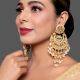 Kundan Pearl Chandelier Earrings with Maang Tikka Set